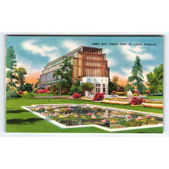 Vintage Linen Postcard Jewel Box Forest Park St. Louis Missouri - Picture 1 of 2